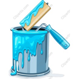 Vibrant Blue Paint Roller and Tin