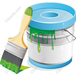 Vibrant Paint Bucket and Brush