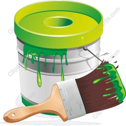 Vibrant Paint Bucket & Brush