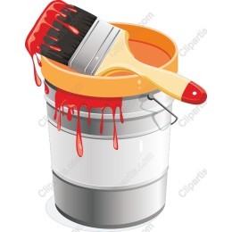 Vibrant Paint Bucket with Brush