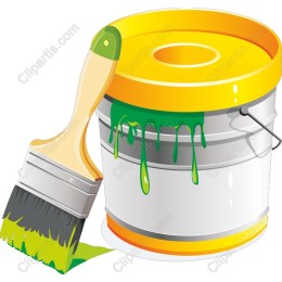 Vibrant Paint Bucket and Brush