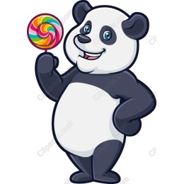 Playful Panda with Lollipop