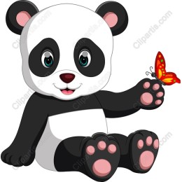 Playful Panda with Butterfly
