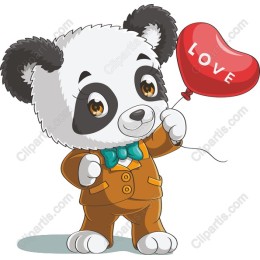 Dapper Panda with Love Balloon
