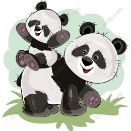 Playful Panda and Cub