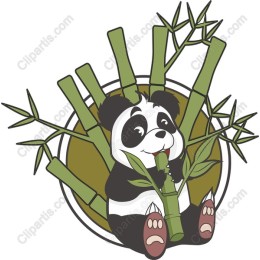 Cheerful Panda with Bamboo