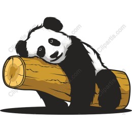 Cute Panda Resting on Log