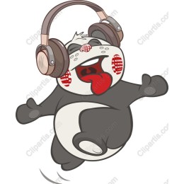 Playful Panda with Headphones