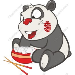 Playful Panda Eating Dumplings