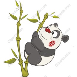 Adorable Panda Clinging to Bamboo