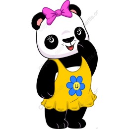 Cute Panda in Yellow Dress