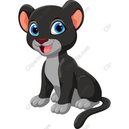 Adorable Cartoon Black Kitten