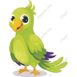 Charming Cartoon Green Parrot