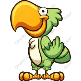 Cheerful Green Parrot Cartoon