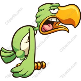 Playful Green Cartoon Bird