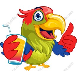Cheerful Tropical Parrot with Drink