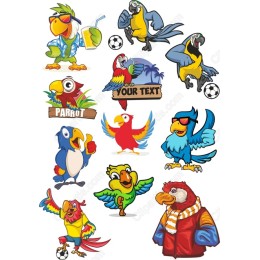 Colorful Parrot Clipart Set - Bundle