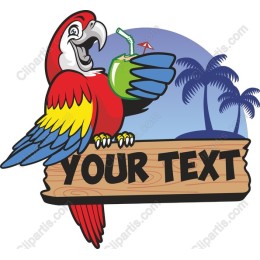 Tropical Parrot with Customizable Text
