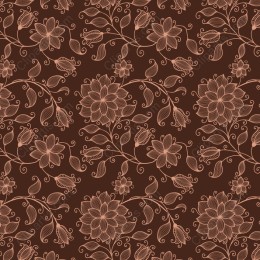 Elegant Floral Seamless Pattern in Line Art Style