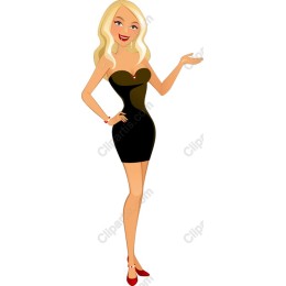 Glamorous Fashion Woman in Black Dress