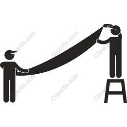 Collaborative Workers Hanging a Banner