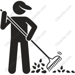 Gardener Raking Leaves