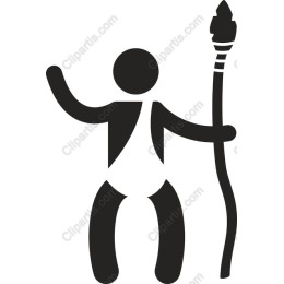 Enthusiastic Waving Character with Spear