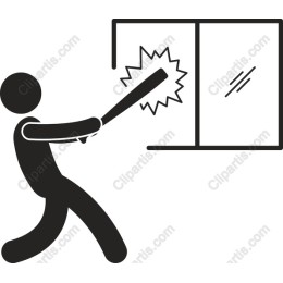 Impact Break: of a Figure Swinging a Bat at a Window