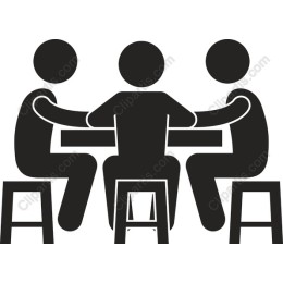 Teamwork: Three People at a Table