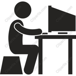Modern Work Icon - of Person at Computer