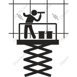 Construction Worker on Scissor Lift