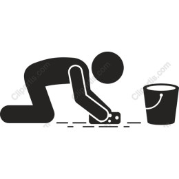 Cleaning Icon - Kneeling Figure with Bucket