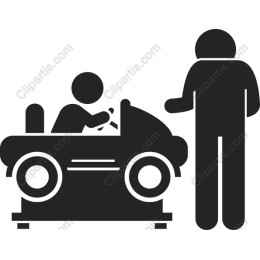 Playful Child in Toy Car