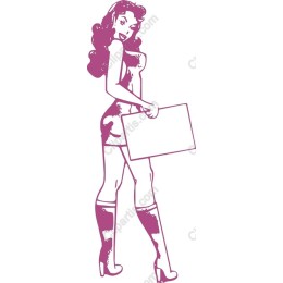 Retro Pin-Up Girl Holding Sign