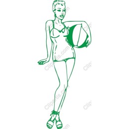 Stylish Beachgoer with Beach Ball