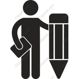 Stylized Figure with Clipboard and Pencil
