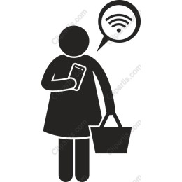 Modern Woman with Smartphone and Shopping Bag