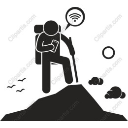 Modern Hiker with Wi-Fi Signal
