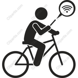 Cyclist with Wi-Fi Symbol