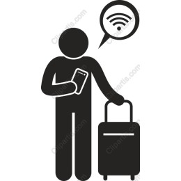 Traveler with Smartphone and Suitcase