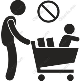 Shopping Cart with Child and No Children Allowed Sign