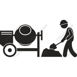 Construction Worker with Concrete Mixer