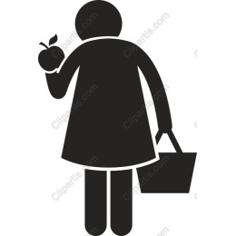 Cheerful Wellness: Woman with Apple and Shopping Basket