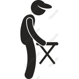 Pictogram of a Worker with a Folding Table
