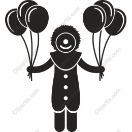 Cheerful Clown Holding Balloons