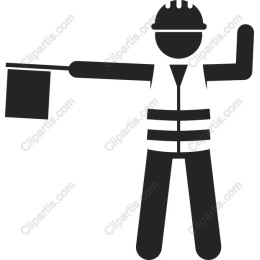 Construction Worker Waving Flag