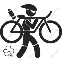 Cyclist Carrying Bicycle
