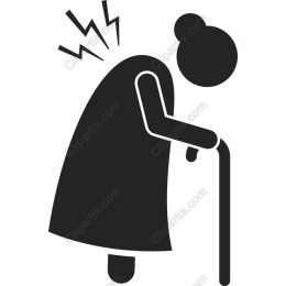 Elderly Woman Icon with Walking Cane