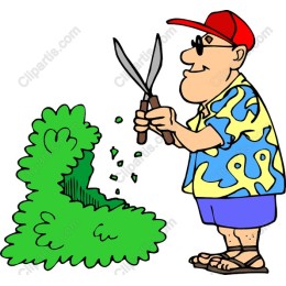 Cheerful Gardener Trimming Bush