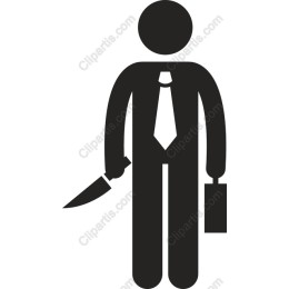 Quirky Businessman with Knife and Briefcase